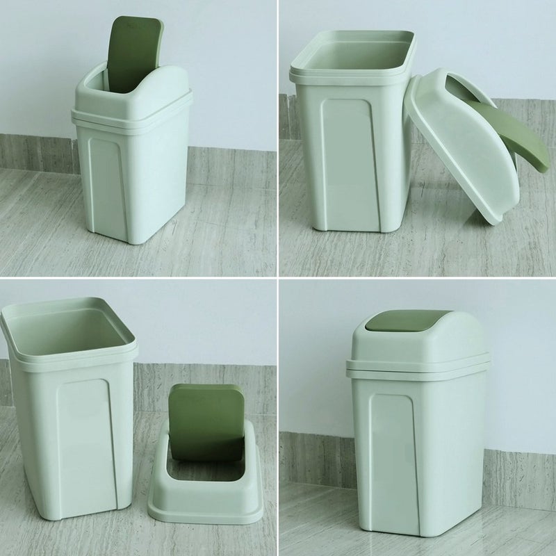 Teyyvn 7 Liter / 1.8 Gallon Plastic Trash Can, Small Garbage Can with Swing Lid (Green) - Image 3